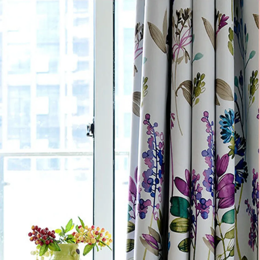 Purple Bellflower Flower Window Treatments Bedroom Drapes High Precision Incomplete Blackout Printing Curtains For Living Room