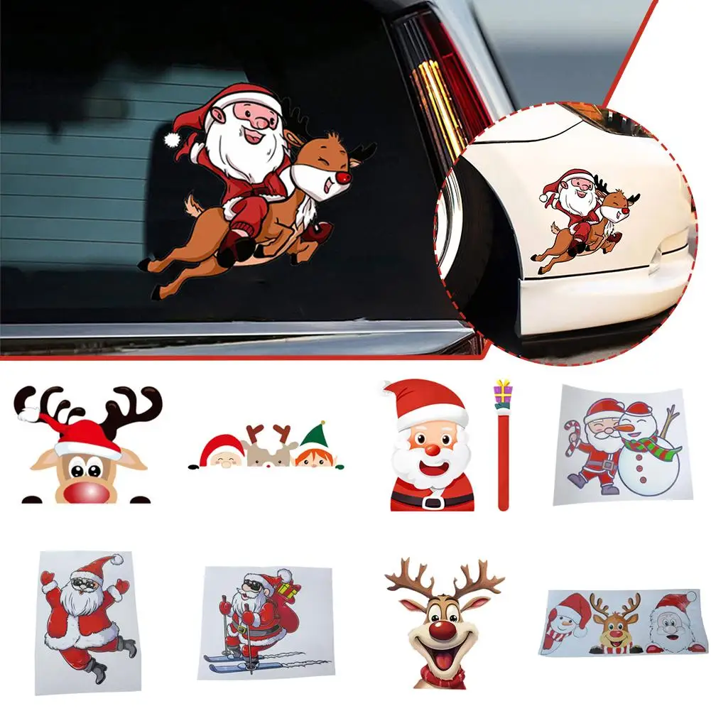 Merry Christmas Cr Wall Stickers Fashion Santa Claus Decor Vinyl Room Car Decoration New Accessor PVC Removable Window Year R3C1