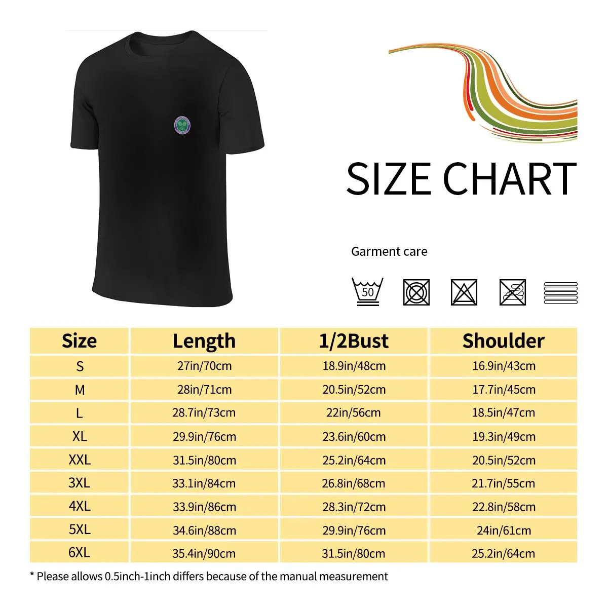 Wimbledon Camping Logo Men's Short Sleeve T-shirt Round Neck 100% Cotton T shirt S-6XL