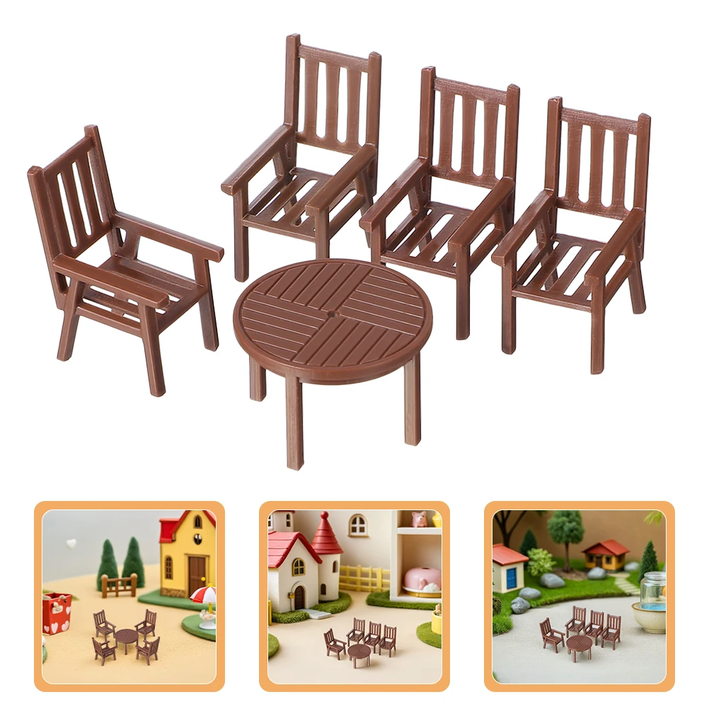 

Miniature Table and Chair Set Furniture Accessories Dollhouse Building Supplies Micro Scene