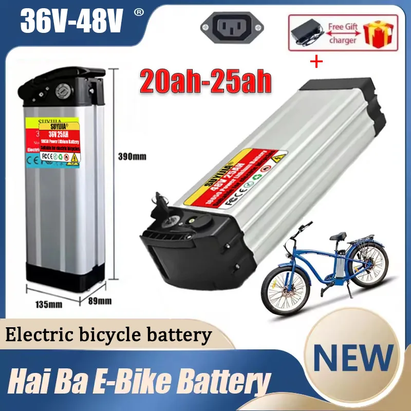 

Original 20/25AH High Quality 36V-48V Silver Fish E-bike Battery 500W 750W 1000W High-power 48V 18650 Lithium Ion Battery Pack