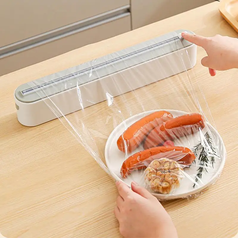 Kitchen Wrap Dispenser Magnetic Aluminum Foil Wrap Organizer Tin Aluminum Foil Dispenser With Cutter For Cutting PP Wrap