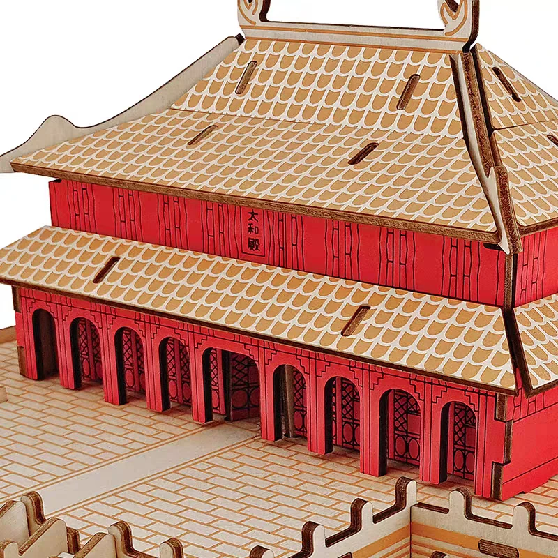 3D Wooden Puzzle The Hall of Supreme Harmony Chinese Architecture Building Model Assemble Jigsaw Children Toys For Kids Gift