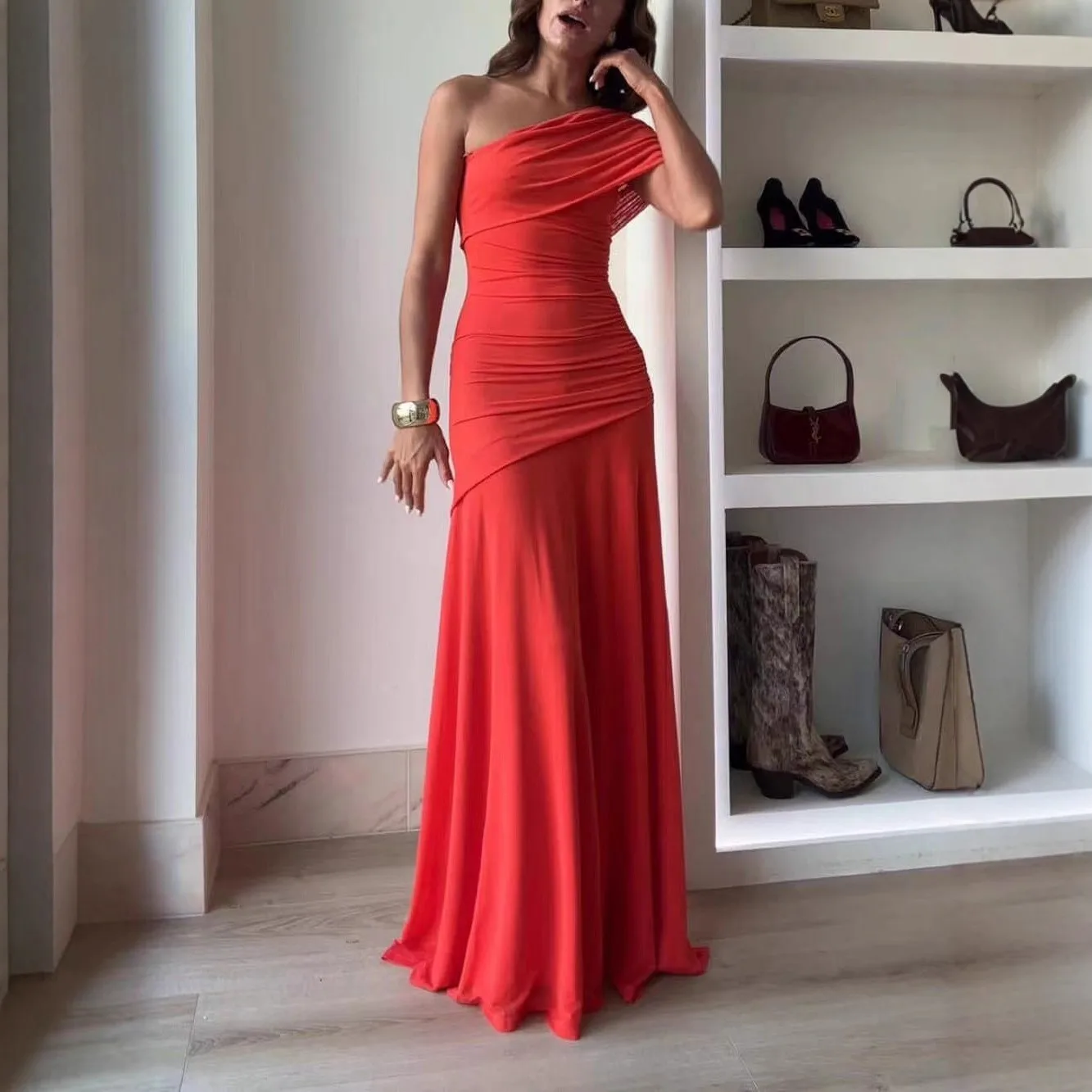 

Elegant Party Dress Chiffon Long Dresses Red Off Shoulder Dress Black Maxi Dress Floor Length Slim Fit Wedding Guest 2026