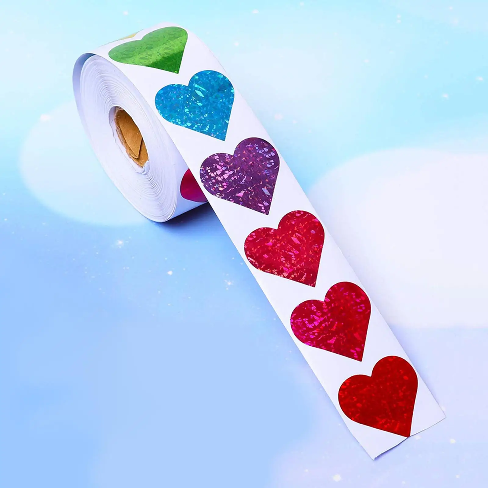 Decorative Heart Stickers Roll 500 Pieces Cute Paper Labels for Wedding Invitations Envelopes Gift Wrapping Stationery Sealing