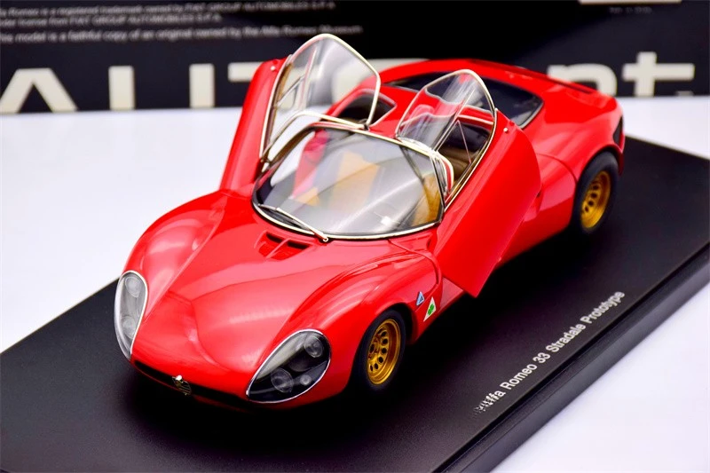 Autoart 1:18 Alfa Tipo33 Stradale Prototype Alloy Fully Open Simulation Limited Edition Alloy Metal Static Car Model Toy Gift