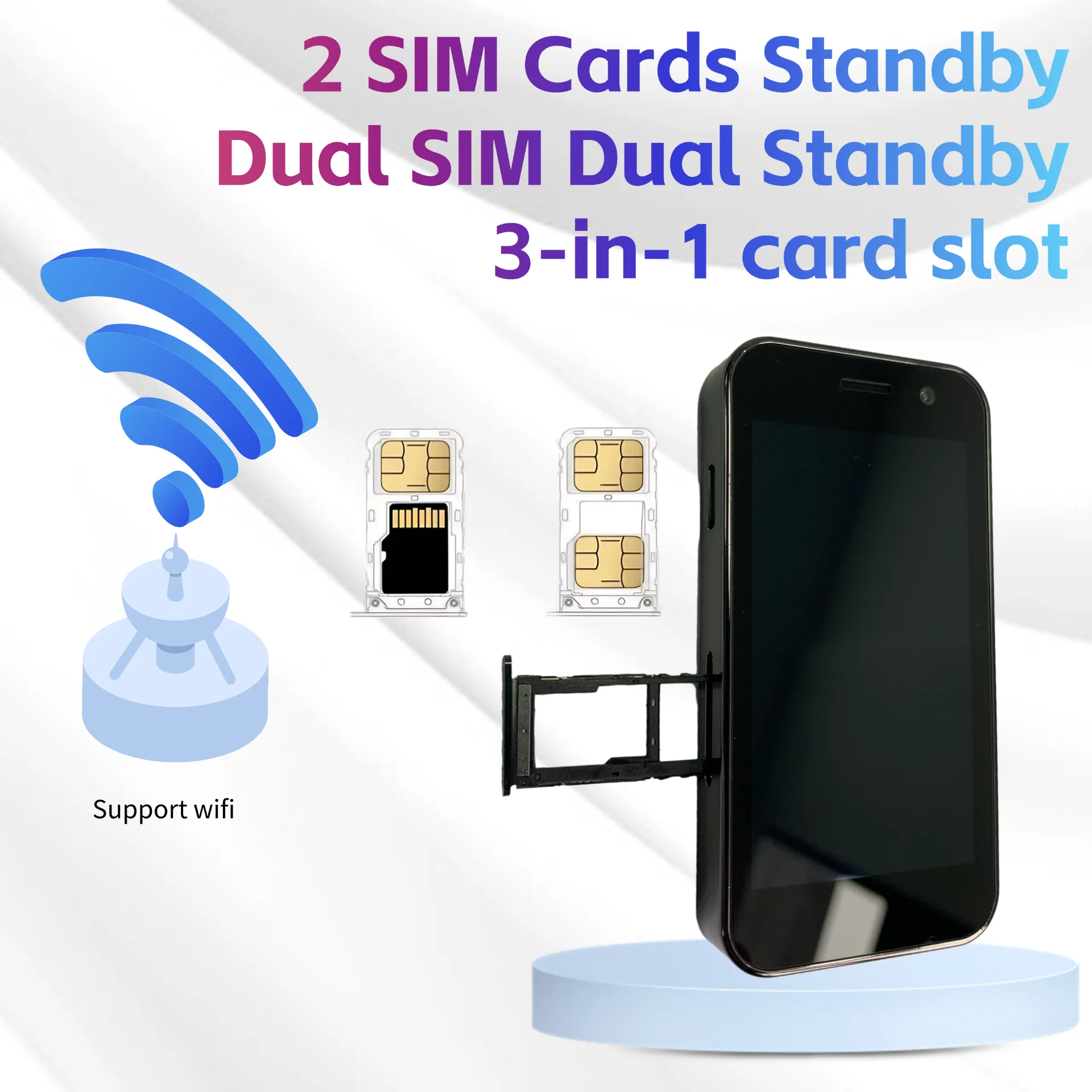 3G WCDMA Android 8,1 OS Mini teléfono móvil inteligente pantalla de 2,95 "Dual SIM 2GB + 16GB dos cámaras WiFi Hotspot tamaño de bolsillo Google Play