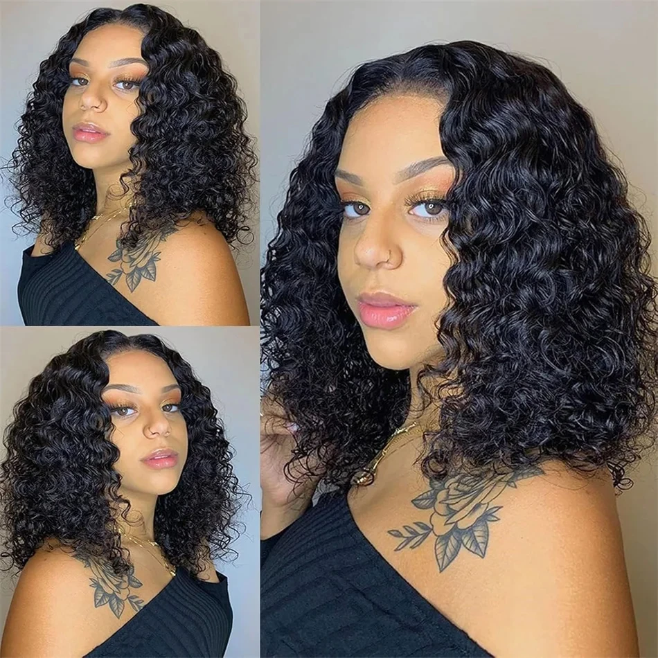

Curly Bob Wigs Pre Cut 13x4 7x5 Lace Glueless Human Hair Ready To Wear Preplucked Deep Wave Brazilian 4x4 Lace Closure Short Wig