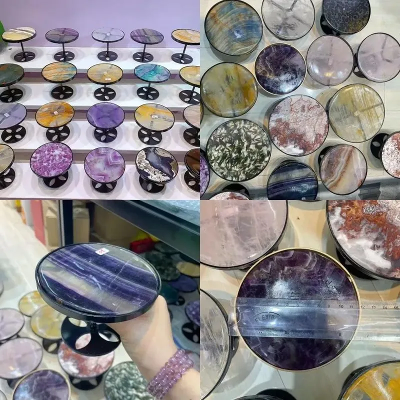 Wholesale Rotating Display Stand for Crystal Crafts Ornaments Healing Stone Mixed Material Colorful Turntable Hot Selling