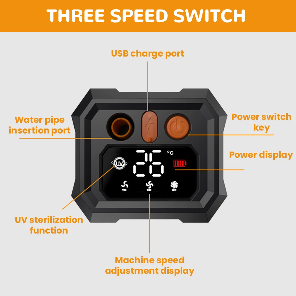 Outdoor Camping Shower IPX7 Waterproof with Digital Display Portable Electric Shower Pump for Hiking Travel Beach Pet Watering