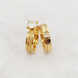 Ladies Stackable Cz Diamond Wedding Engagement Rings Bridal Sets For Girl women 24k Gold Plated Jewelry Love commitment alliance