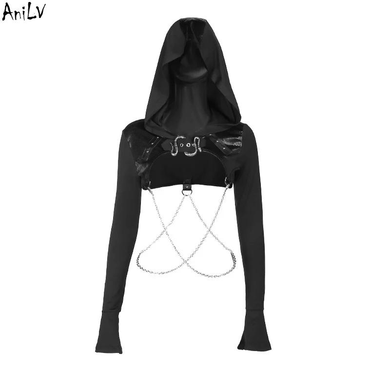 

AniLV Middle Ages Assassin's Legion Female Warrior Hooded Shawl Top Cosplay Mysterious Witch Family Chain Snake Clothes Costume