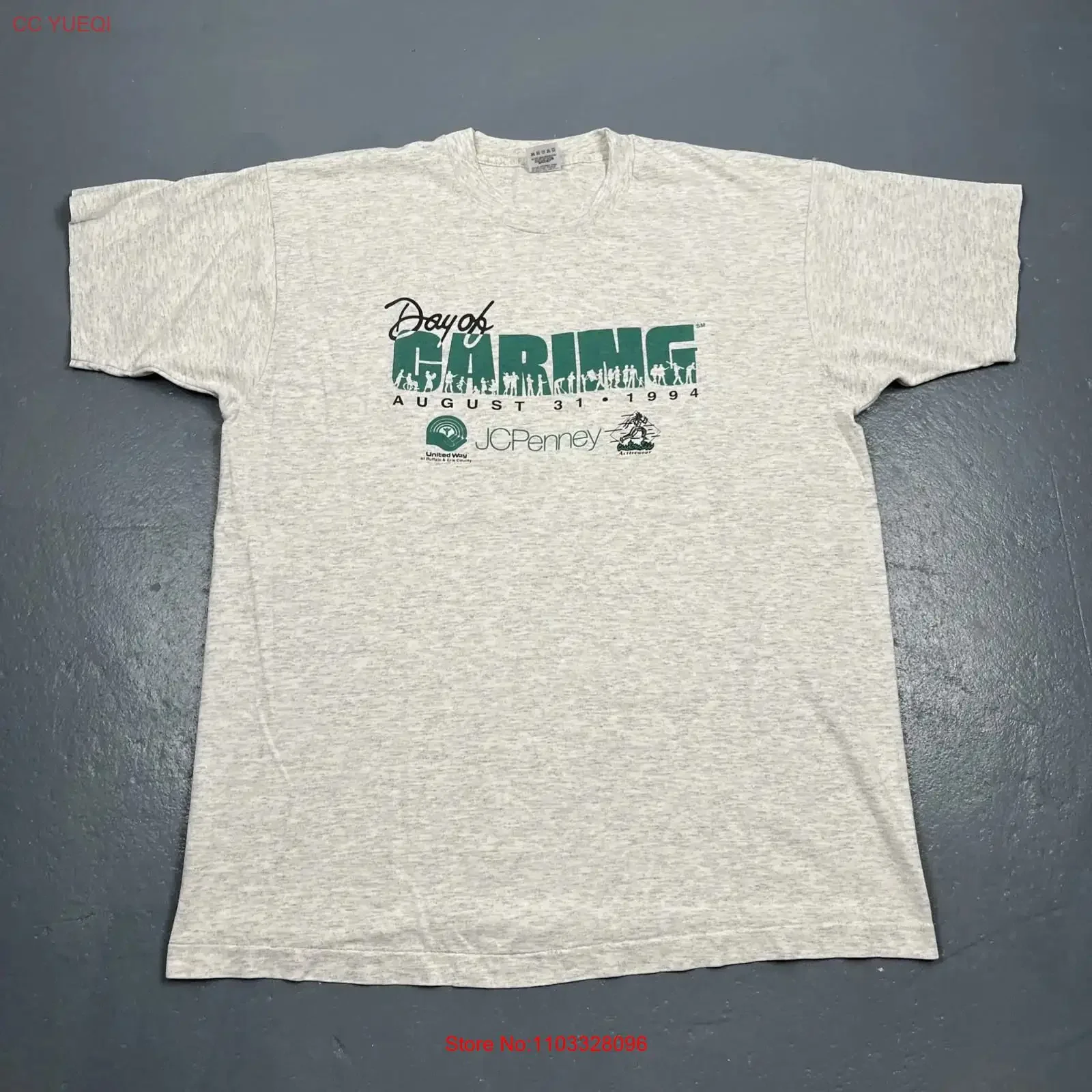 T-shirt Vintage 1994 United Way Day Of Caring gris XL Charity VTG années 90, vêtements graphiques polyvalents lavés style années 90