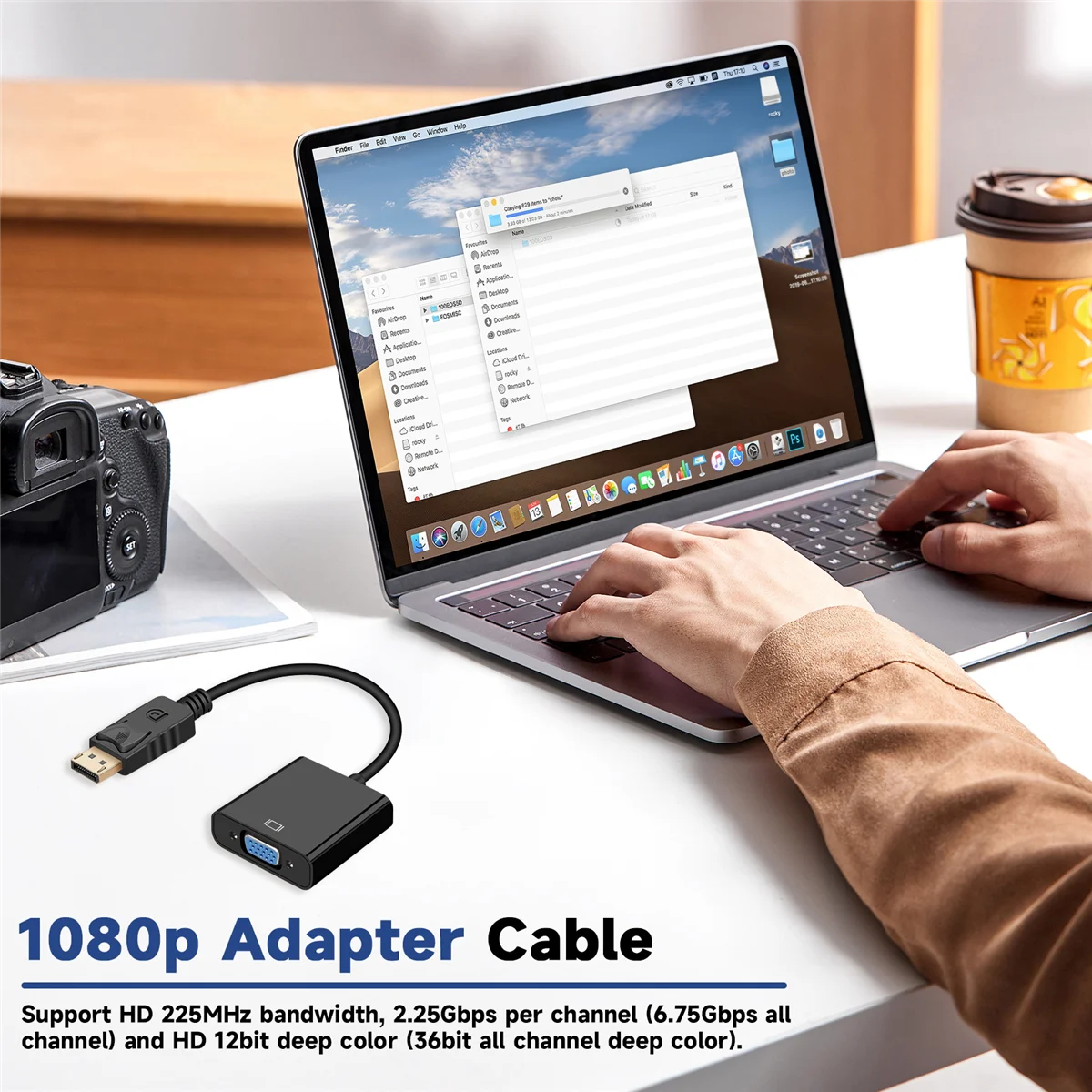 Cable adaptador DP DisplayPort, convertidor macho a VGA hembra, 1080p, disponible