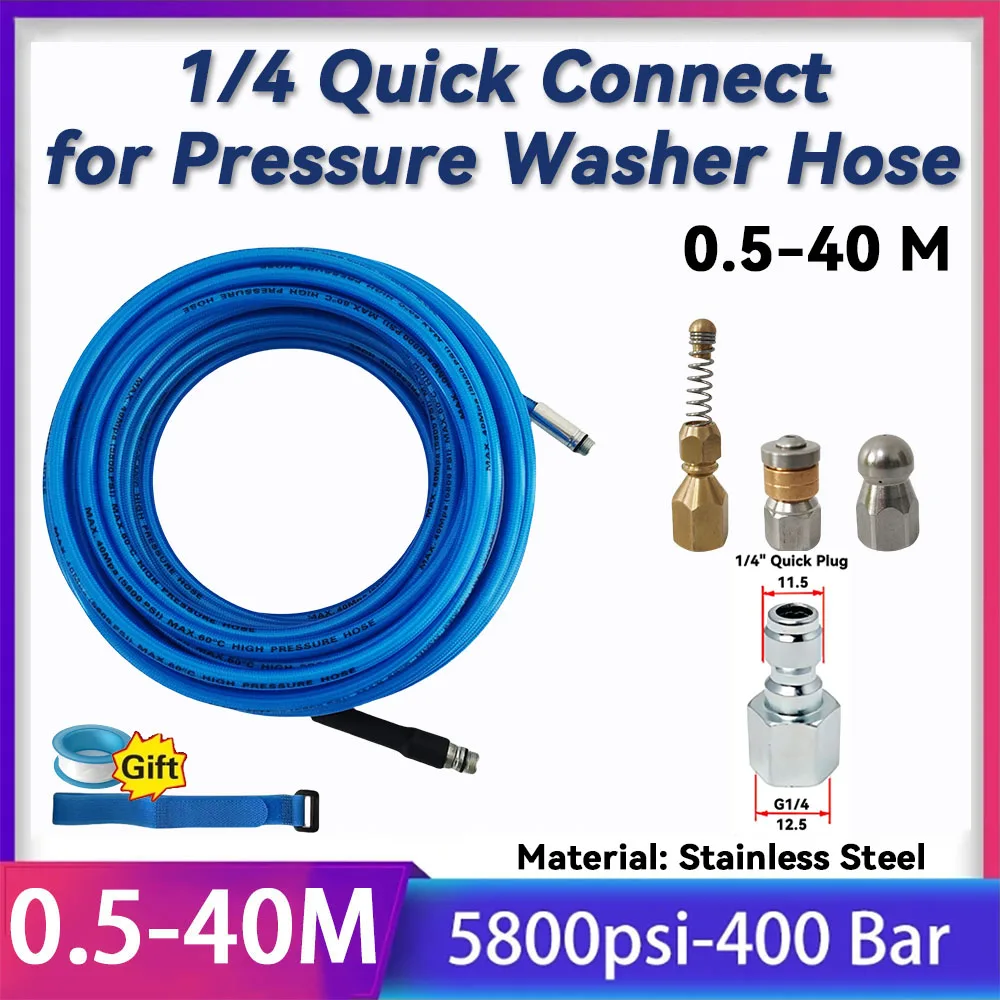 

Pressure Drain Pipe for Washer Sewer Sewage Cleaning Hose Water Jetter Kit ，1/4 Quick Connect for Pressure Washer Hose