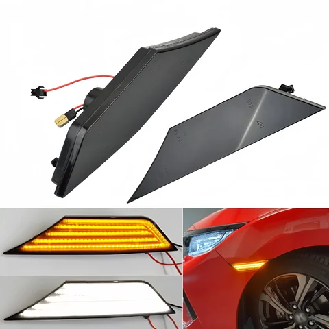 Динамические Черные Боковые Габаритные Огни Для Honda Civic 10-го Поколения, Накладки На Крылья, Модные И Обтекаемые