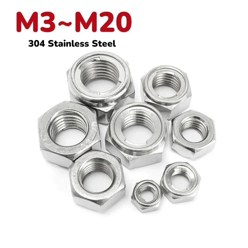 

M3 M4 M5 M6 M8 M10 M12 M14 M16 M18 M20 304 Stainless Steel Metal Locking Nut Anti Loosening Nuts
