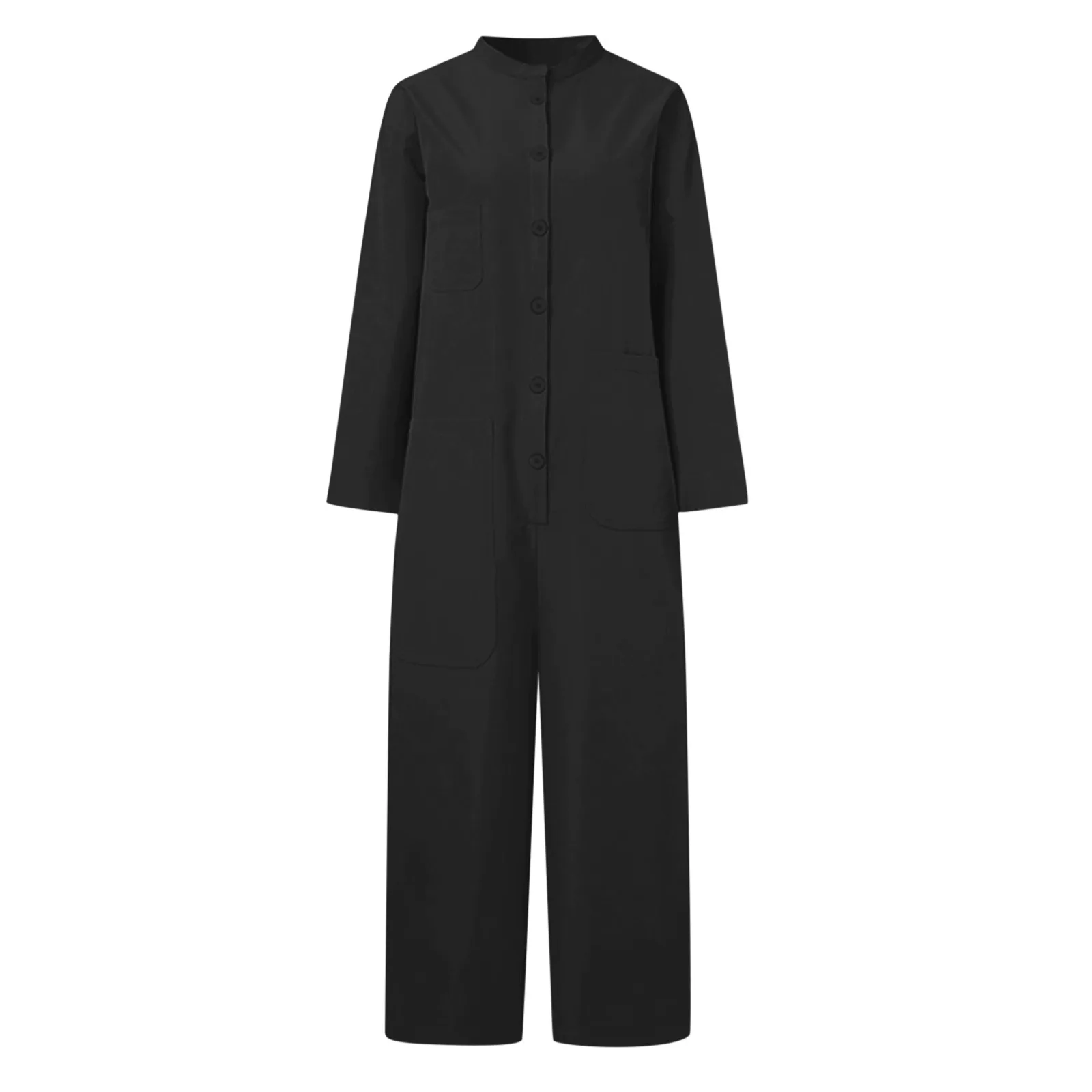 Effen kleur casual losse zak jumpsuit dames nieuwe herfst eenvoudig shirt met lange mouwen vrouwelijke vakantie rompertjes modieuze streetwear