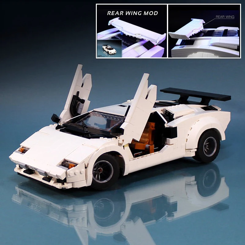 새로운 1251Pcs 크리 에이 티브 전문가 MOC LC5000 Countach 후면 윙 MOD 10295 스포츠카 빌딩 블록 DIY 벽돌 장난감