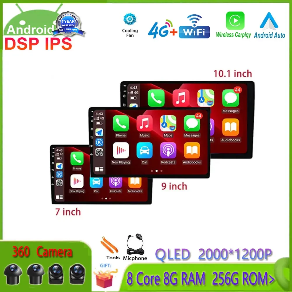 

Для Nissan Hyundai Kia Toyota Honda 7 9 10,1 дюймов Android 14 Автомобильный мультимедийный видеоплеер NO 2DIN DVD стерео радио GPS