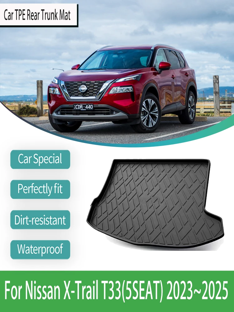 

For Nissan X-Trail Rogue T33 2023 2024 2025 Car Trunk Storage Pad Fuel Oil Version 5seat Cover TPE Mats Carpets Auto Accessories