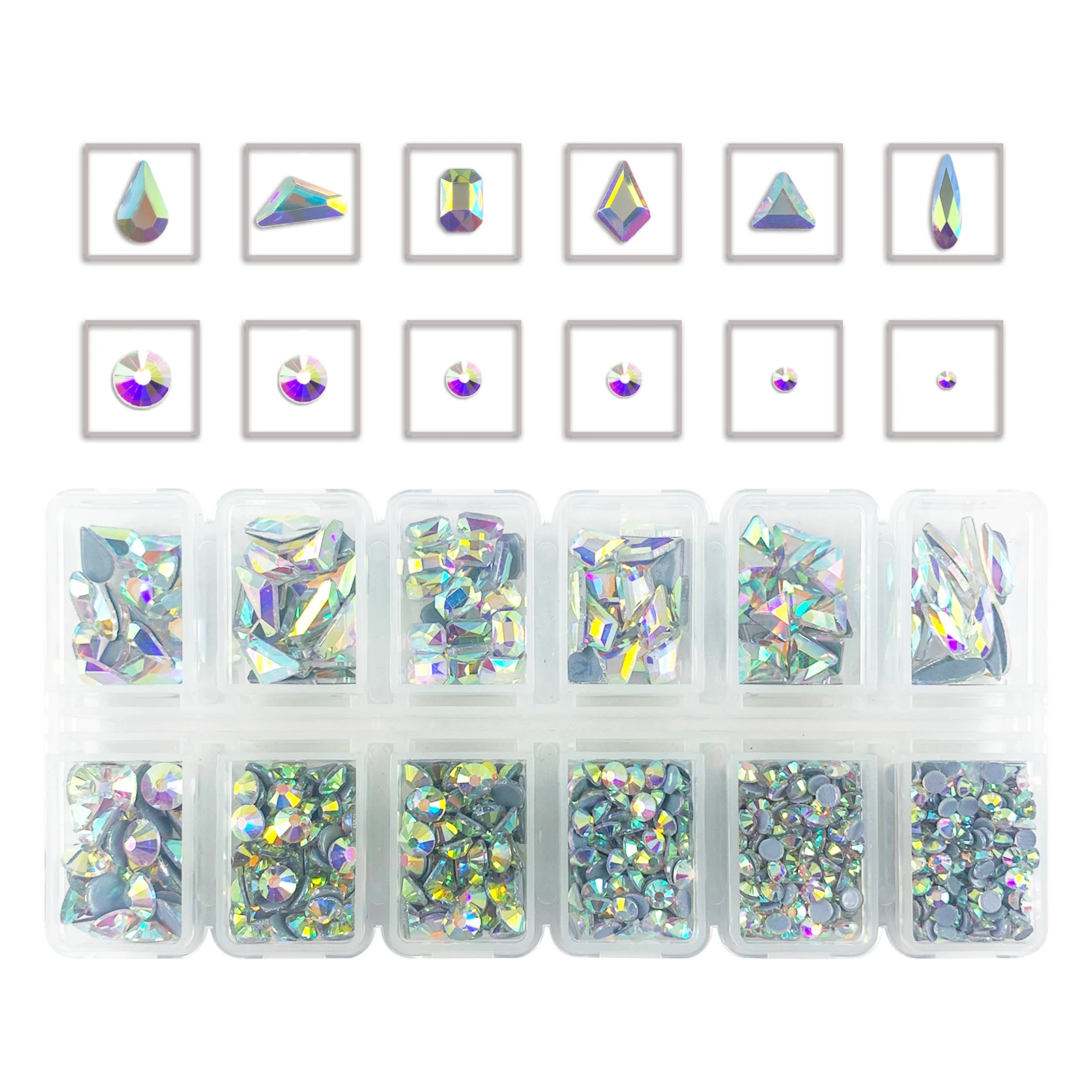 Mix Sizes ss6-ss20 Glass Hot Fix Rhinestone Flat Back Crystal Stone Strass Glitters Nail Diamond For Fabric DIY Garment