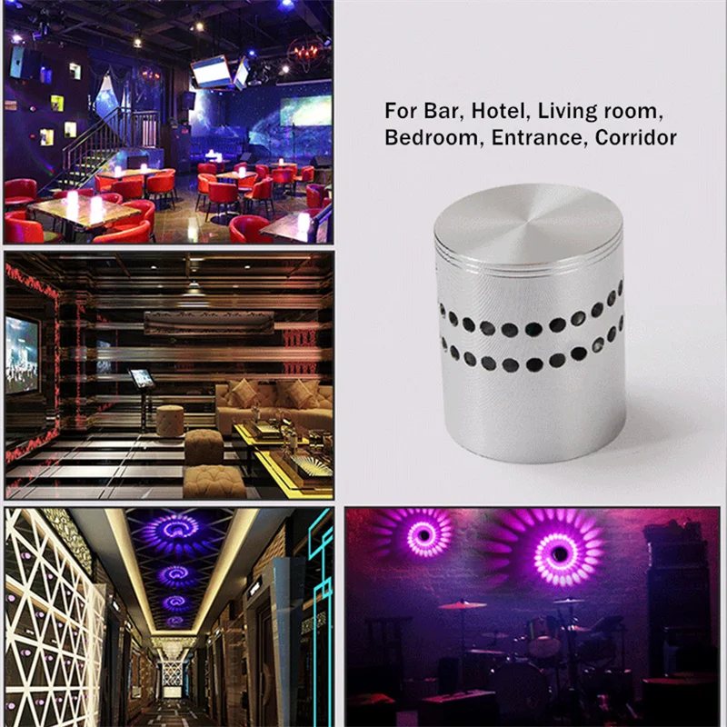 Modern Minimalist Spiral Hole Wall Light RGB Light Effect 3W Aluminum Wall Lamps For Party Bar Living Room KTV Home Decoration