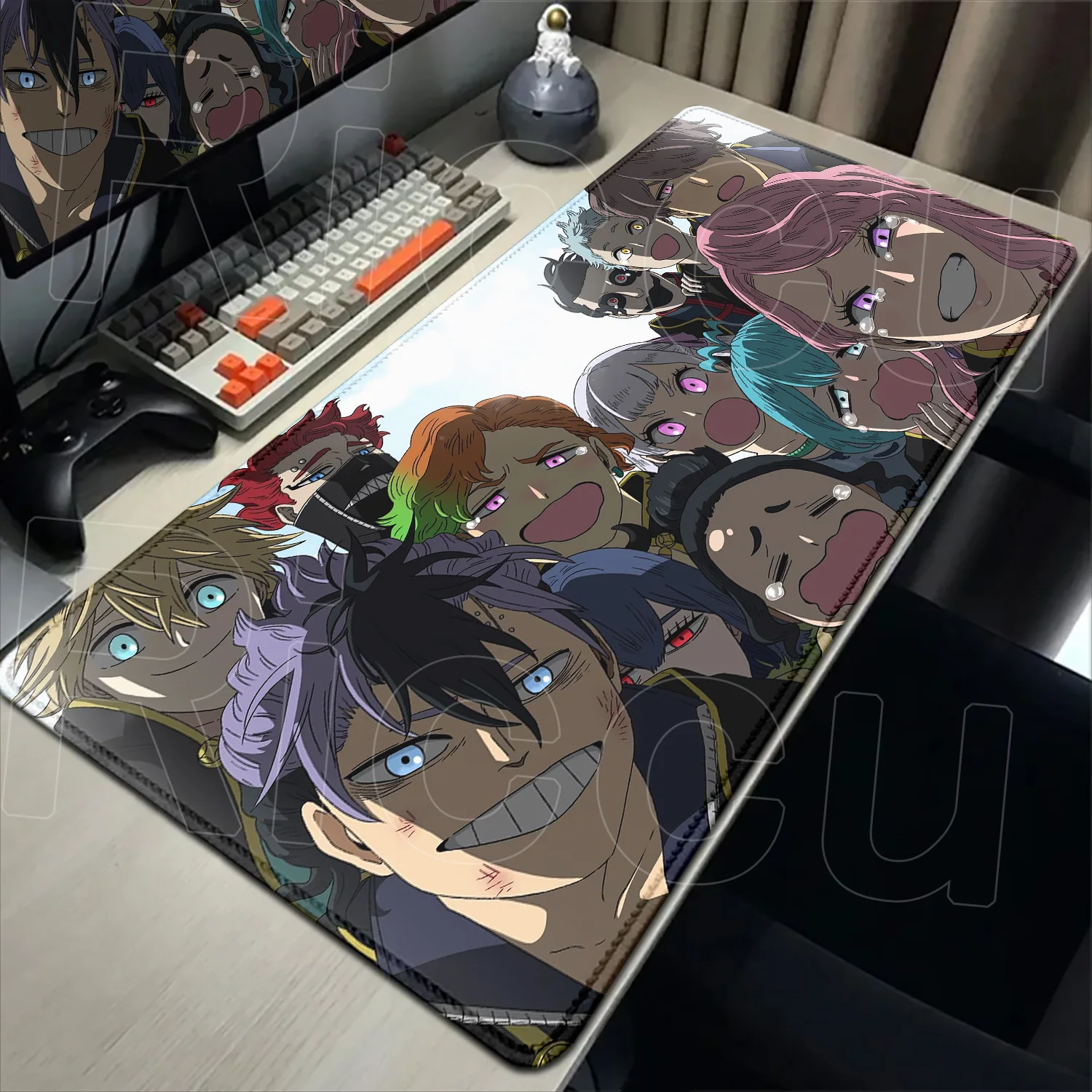 วอลเปเปอร์ใหม่แบล็คโคลเวอร์อะนิเมะแผ่นรองเม้าส์คอมพิวเตอร์แล็ปท็อปอุปกรณ์เสริมสำหรับเล่นเกมแผ่นรองเมาส์พรมพีซีแผ่นรองเมาส์ HD แผ่นรองคีย์บอร์ด