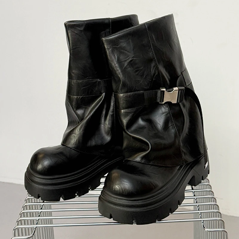 المرأة حذاء من الجلد فساتين راقية أحذية منصة مسطحة الرياضة الشتاء أحذية امرأة 2025 مصمم جديد فام غير رسمي تشيلسي بوتاس #4