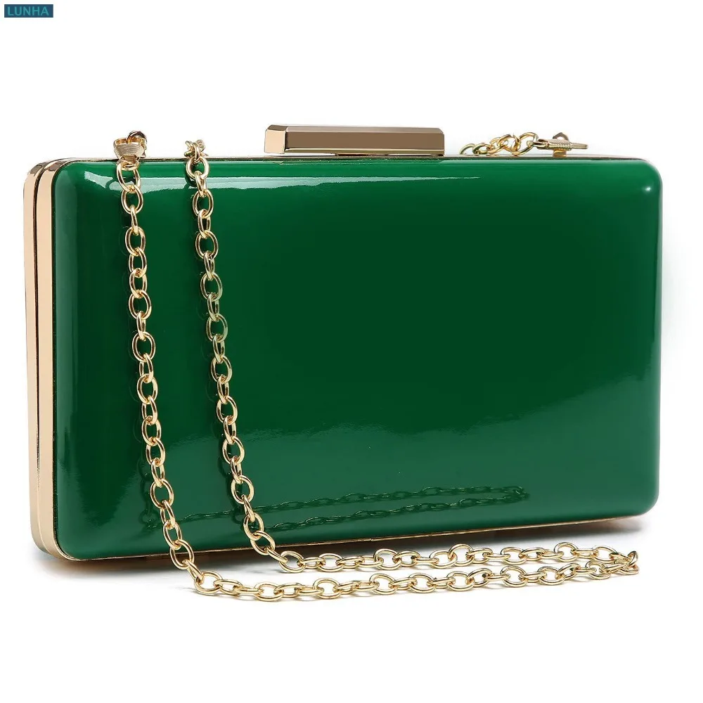 

Elegant Glossy Rectangle Box Clutch Acrylic Resin Metal Frame Evening Party Event Handbag Convertible Crossbody Purse For Women