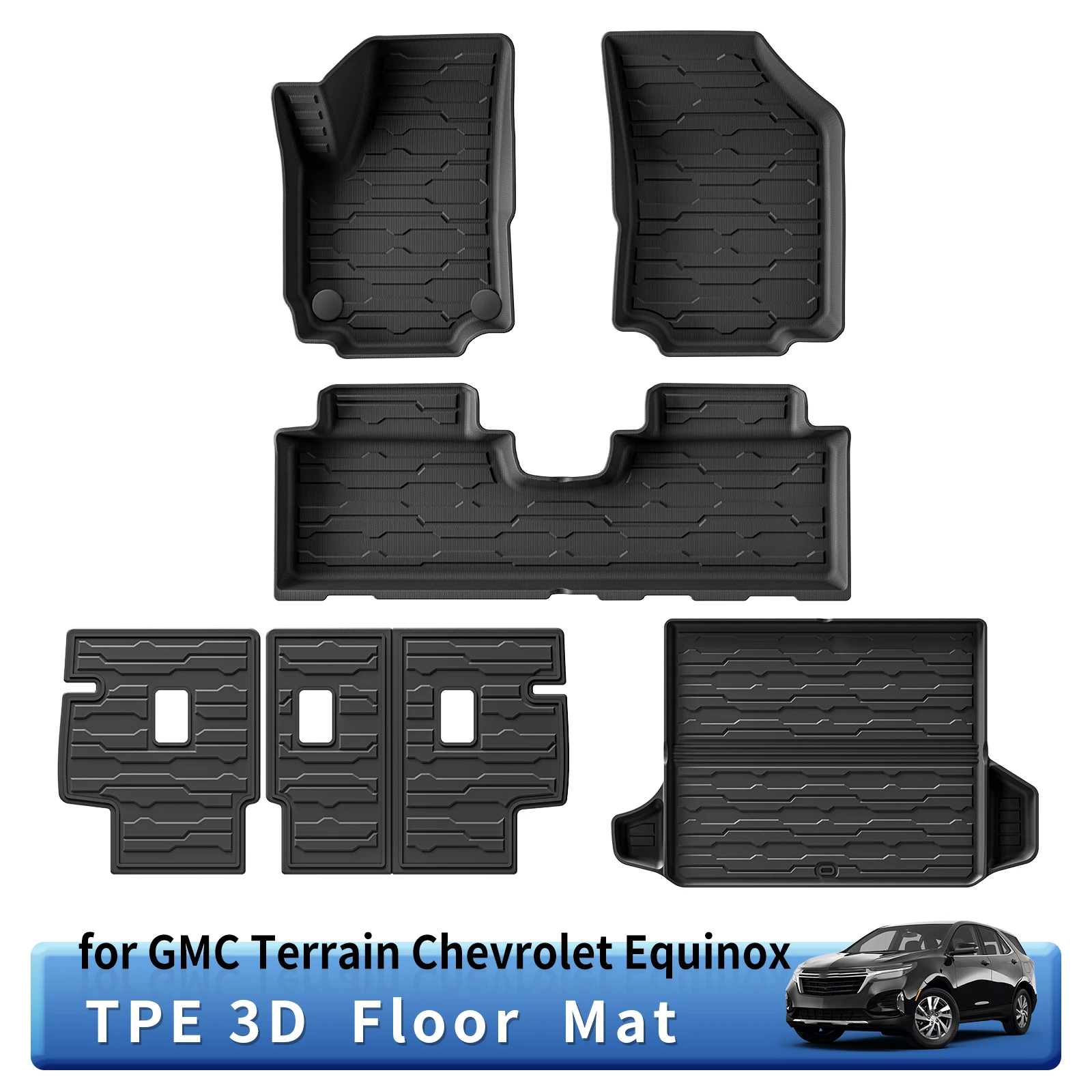 TPE 3D Car Floor Mats Trunk Backrest Pad for GMC Terrain Chevrolet Equinox 2018 - 2024 Waterproof Protective Left Rudder