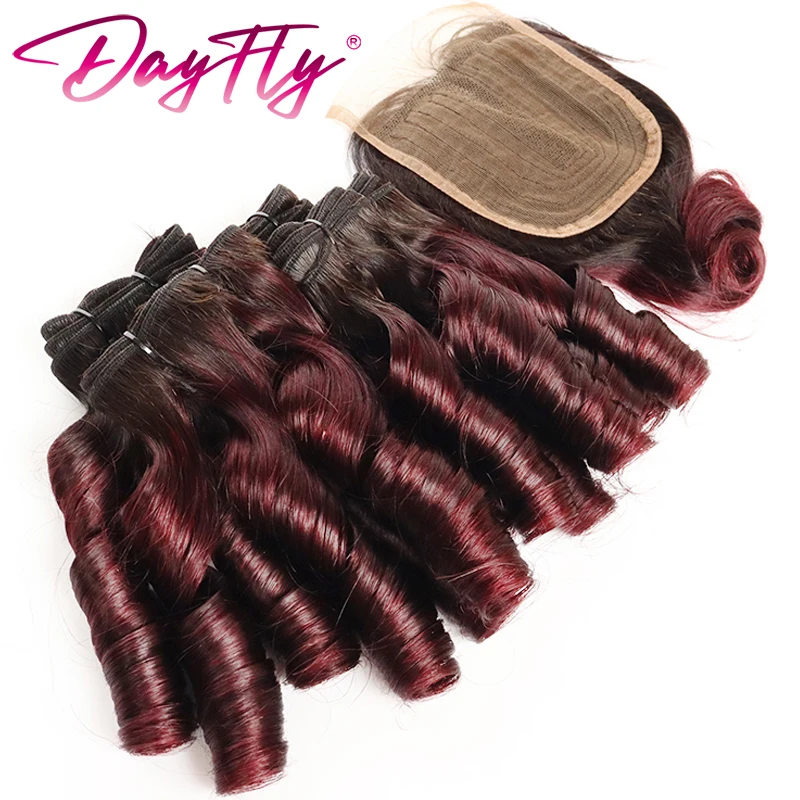 Human Hair Loose Wave Bundles With Closure Brazilian Hair Weaving Bundles With Swiss Lace Closure Ombre 4 Bundles Extentions