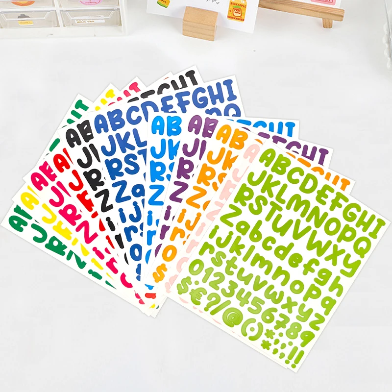 

12 Sheets Self-Adhesive Color Cartoon Alphanumeric Stickers DIY Water Bottles Laptops Home Decor Stickers Children Toys Gifts