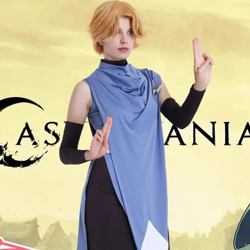 ZA01 Anime Castlevania Sypha Belnades Cospaly Costume Game Carnival Party Dress Suit Halloween Uniform Blue Outfit For WomanZa0@