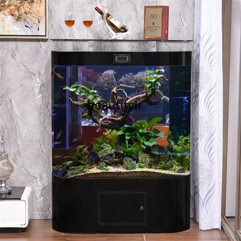 ss newFish Tank Aquarium Small Glass Change Water Ecological Landscaping Large Bottom Filter Goldfish Turtle Jar