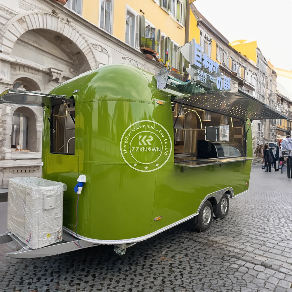 

16ft Airstream Food Cart Truck Fully Equipped Mobile Fast Food Trailer for BBQ Pizza Cart with US Standards Europe