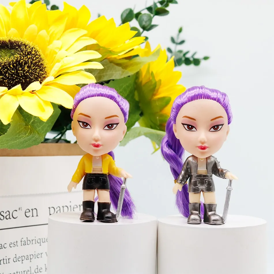 6個/セット - Qバージョン - KPOP デモンハンターズ スーパースター ルミ ミラ ゾーイ アクリル PVC アクションフィギュア おもちゃ アニメ フィギュア ドール ファンへのギフト