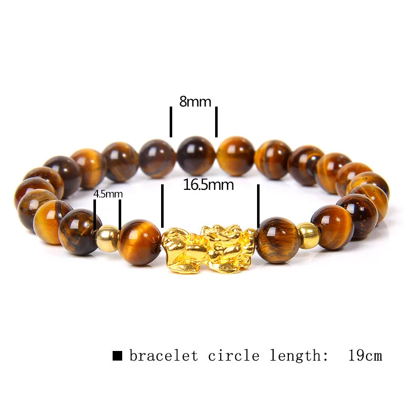 Feng Shui Stone Beads Bracelet Pink Cat Eye Bead Bracelets Pixiu Wealth Lucky Bracelet for Women Men Jewelry Bangles Gifts