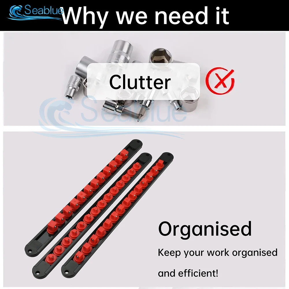 360 درجة الدورية كم حامل المنظم ABS البلاستيك ل 1/2 1/4 3/8 بوصة مآخذ جدار الجدول درج جبل تخزين الأدوات #4