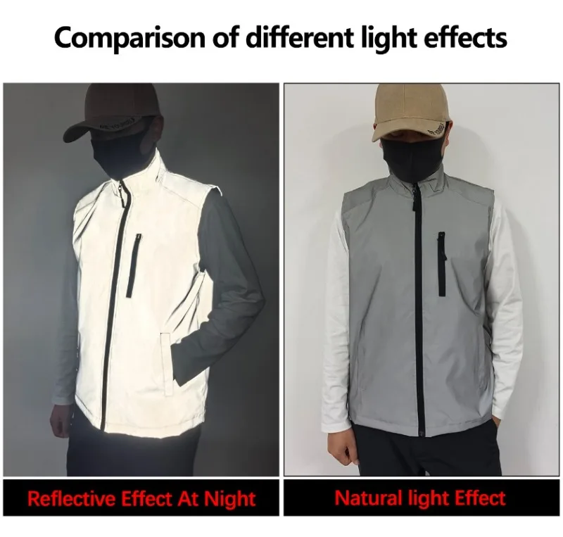 Nachtleuchtende Kleidung für Herren, leichte Weste mit Stehkragen, Frühling und Sommer, lässig, für Sport, Outdoor, Laufen, Radfahren, ärmellose Jacke – Detail 2