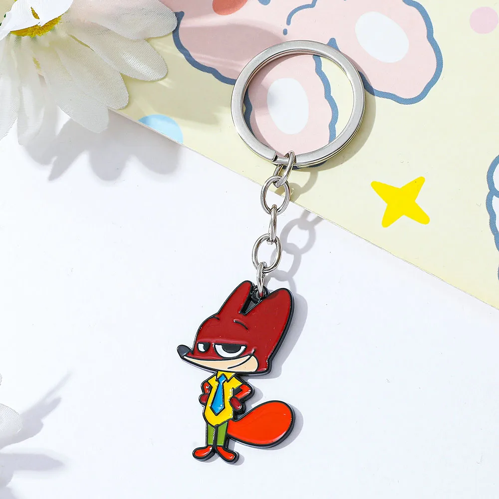 Disney zootopia figura dos desenhos animados kur e nick chaveiro disney pingente chaveiro mochila jóias acessórios para o dia dos namorados