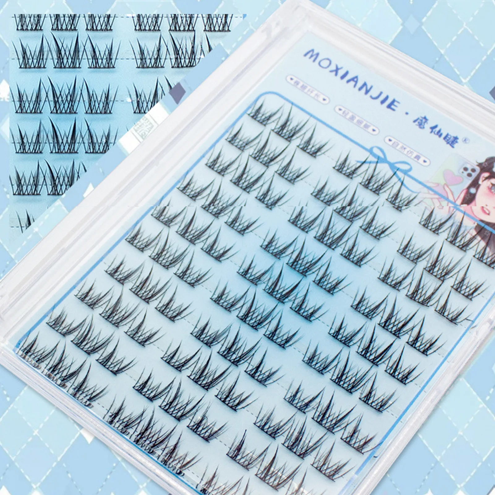 Estilo coreano fofo cílios postiços conjunto cluster natural preto c-curl para mulheres maquiagem dos olhos uso diário festa