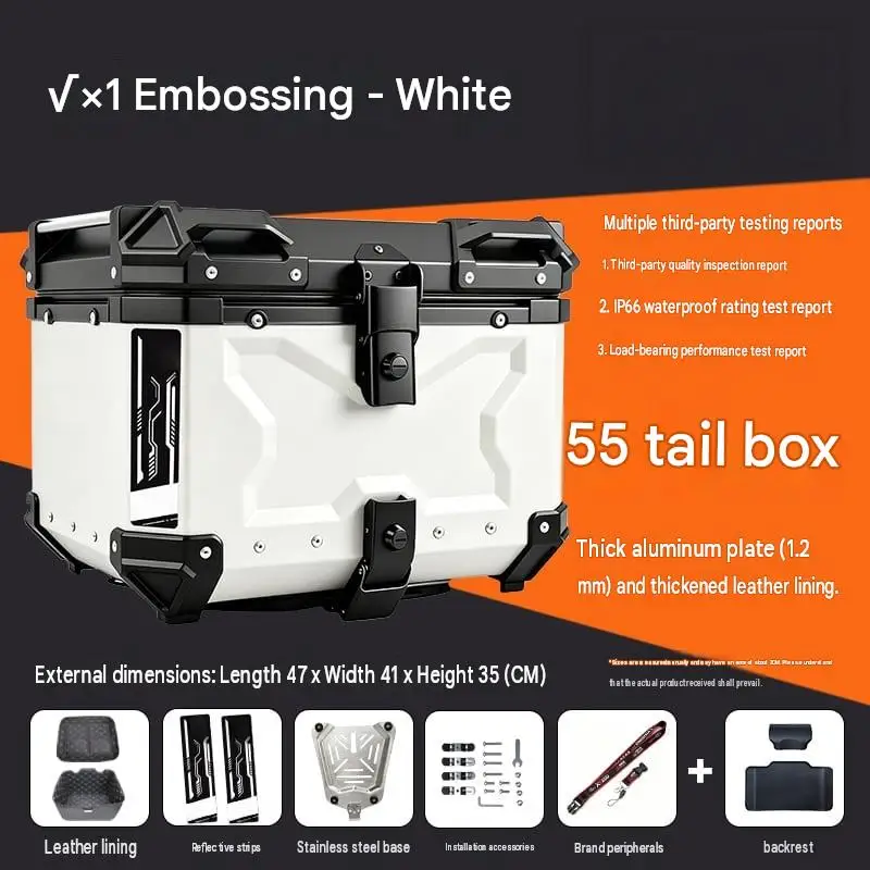 For Suzuki V‑Strom 250 Embossed Waterproof Aluminum Tail Box Universal For Motorbike Scooter EV Mod Accessories