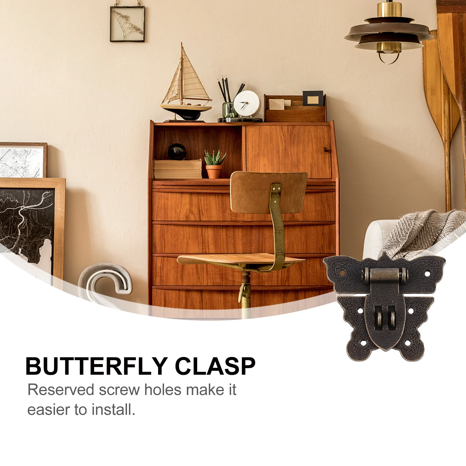 2 قطعة قفل مشبك الفراشة البرونزية الرجعية سبائك الزنك لصندوق مجوهرات خمر علبة خشبية خزانة الصدر الأجهزة التبعي