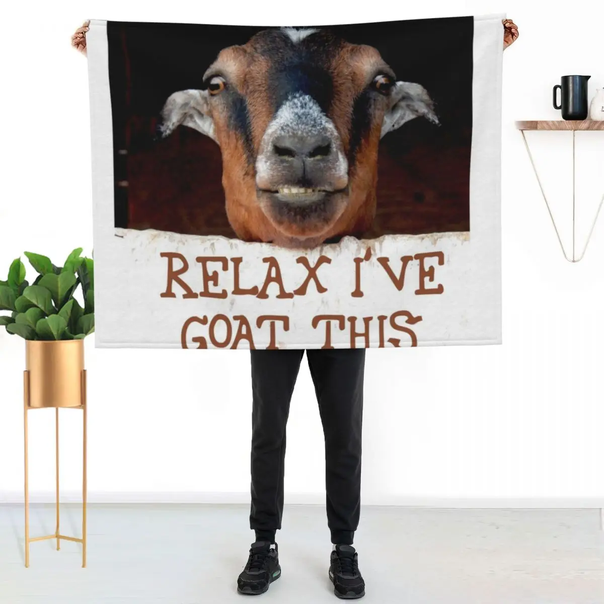 relax I goat this, fun goat, smiling goat, Throw Blanket Summer Warm Sofa Throw Giant Sofa Winter beds Beach Blankets