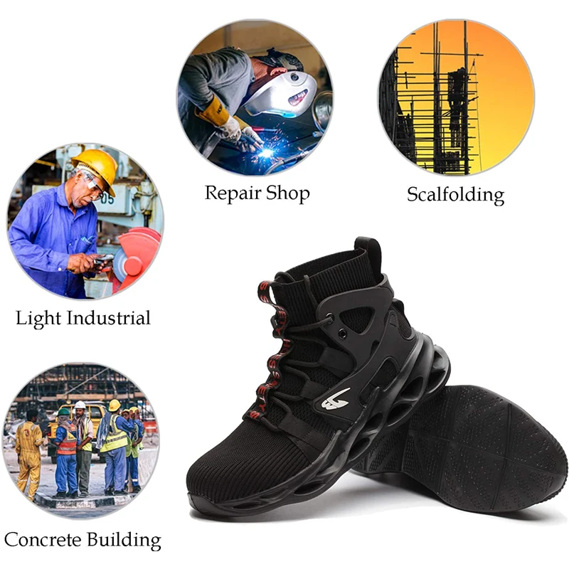 Work Safety Steel Toe Boot Lightweight Breathable Industrial Construction Boots Sneakers for Men