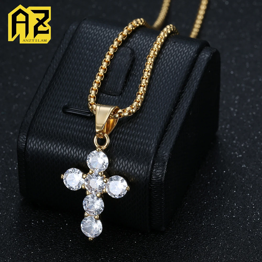 

Anztilam ST Benedict No Fade Кулон из нержавеющей стали 316L со льдом и длинной цепочкой, ожерелья для женщин и мужчин, ювелирные изделия в стиле хип-хоп