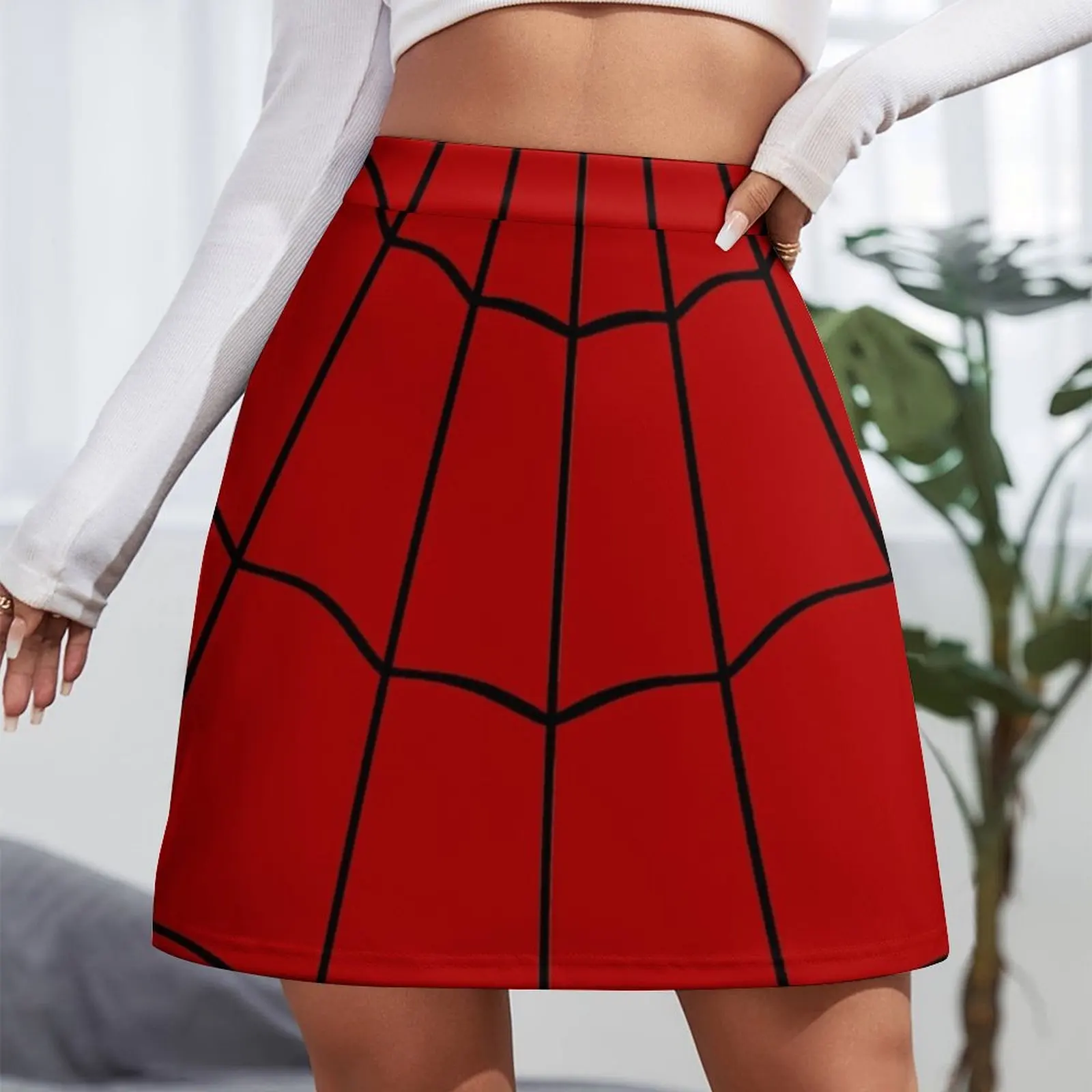 Spider Web - Red Mini Skirt Skirt pants korean fashion Mini Skirt