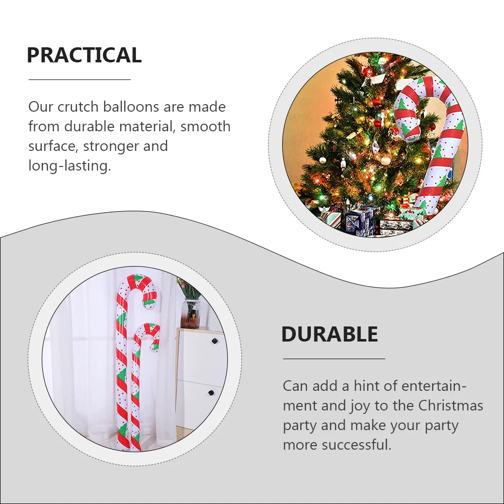 

2 Pcs Christmas Decoration Inflatable Rod Crutches Balloon Decorate Party Supplies Red Shaped Balloons Xmas Props