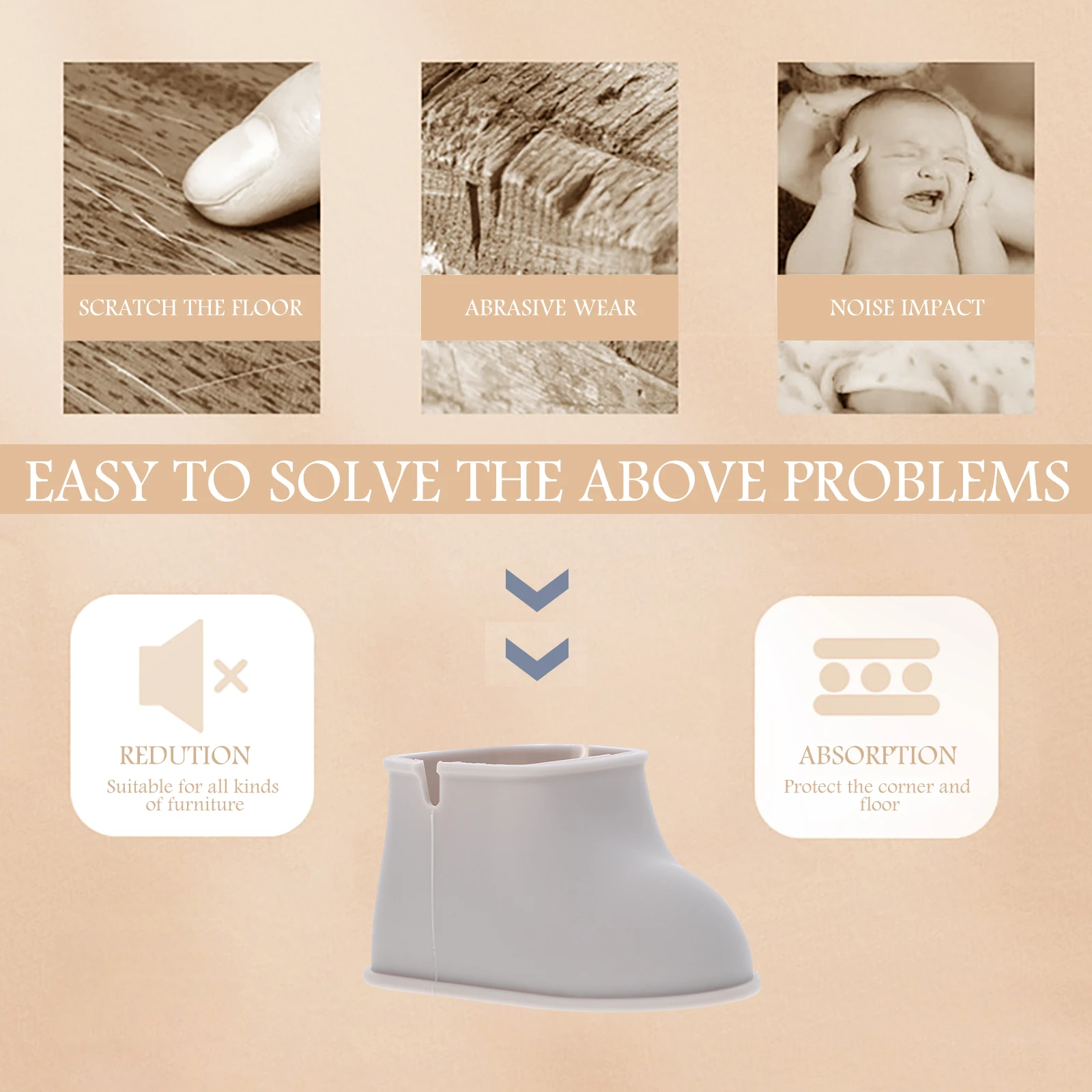 

4 Pcs Anti-slip Silicone Sleeve Chairs Furniture Leg Protectors Covers Floors Foot for Hardwood Silica Gel Office